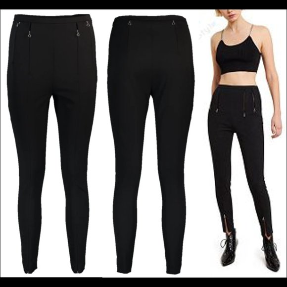 New Alexander Wang high rise mesh insert zipper tapered cigarette crop trouser